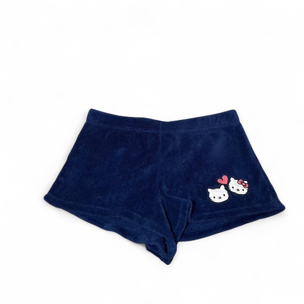 fuzzy Hello Kitty navy blue shorts with elastic waistband